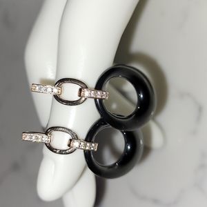 Rosetone Sterling & Ceramic CZ Earrings